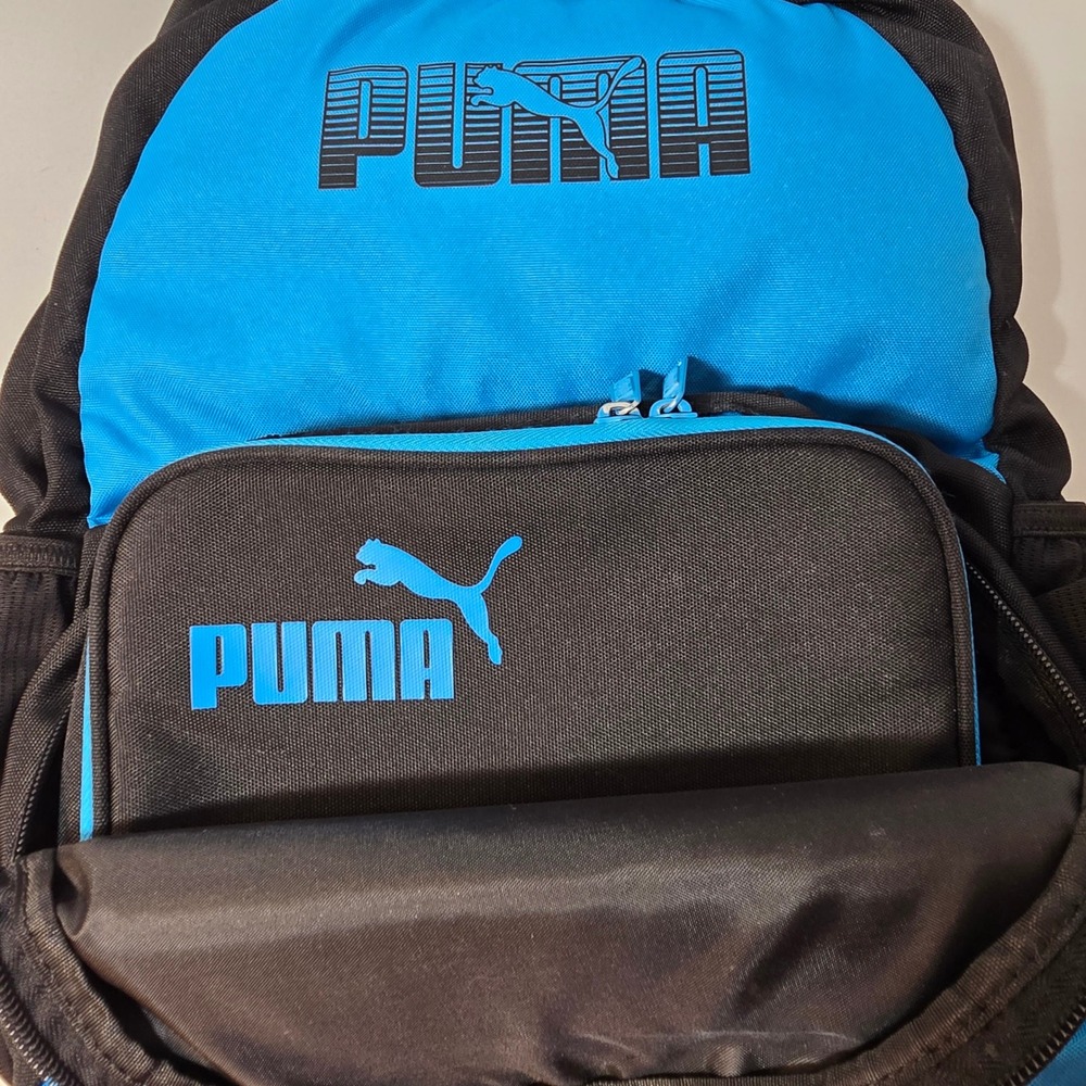 Puma Backpack and Lunch Bag Set Blue Black Kids School Travel - Picture 3 of 9